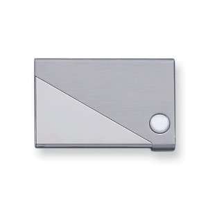  Silver tone Brushed and Polished Business Card Case 