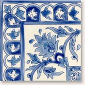  Kinz Blue Border Handpainted Ceramic Tile