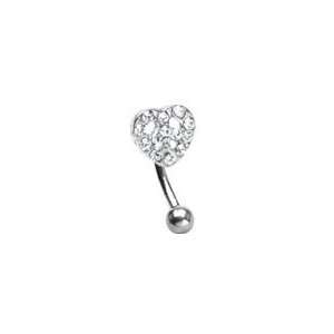  EyeBrow Ring CZ Heart 16g curved Jewelry