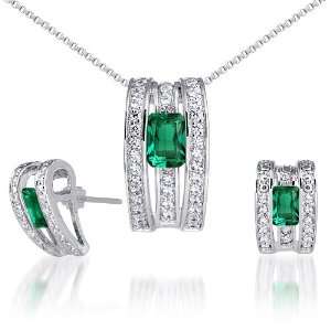 Breathtaking & Vibrant 1.75 Carats Radiant Cut Created Emerald Pendant 