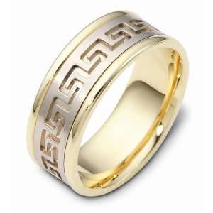   Gold, Greek Key Embossed 8MM Wedding Band (sz 13) Gembrooke Jewelry