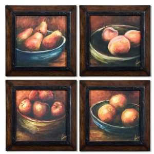  Set of 4 Rustic Fruits Oil Reproduction