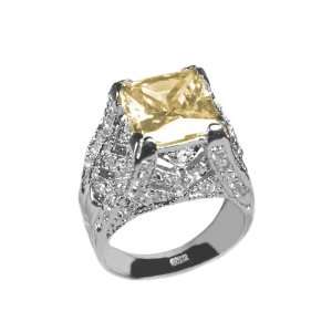   Canary Diamond CZ Sterling Silver Ring, 6 Willow Company Jewelry