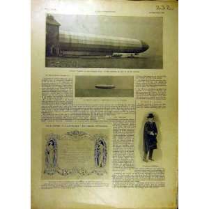  1905 Dirigible Air Ship Zeppelin Constance French Print 