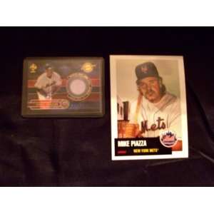 Mike Piazza Promotion Card And Game Worn Jersey Card