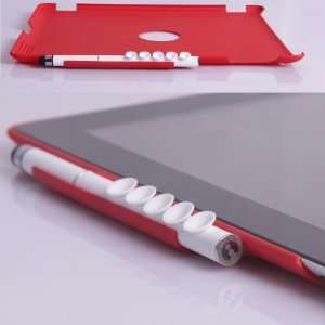    RED 2 Red Protective Back Cover wth Sticky Stylus Pen for iPad 2