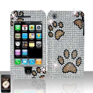  Silver with Black Brown Dog Paw Apple Iphone 3G 3Gs 