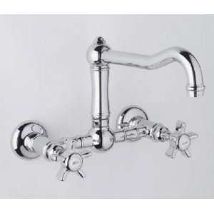   Handle Wall Mounted Bridge Kitchen Faucet with Cross Handles Works