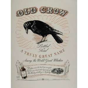 1938 Ad Old Crow Whiskey Kentucky Bourbon Whisky Liquor   Original 