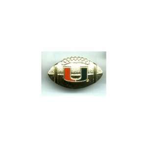  Miami Hurricanes Gold Football Logo Lapel Pin Sports 