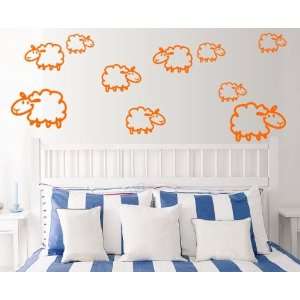  StikEez Orange Cute Sheep Multi Size 10 Pack Fun Wall 