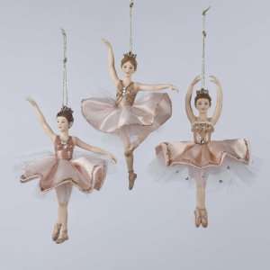 Club Pack of 12 Classique Pink and Gold Ballerina Christmas Ornaments 
