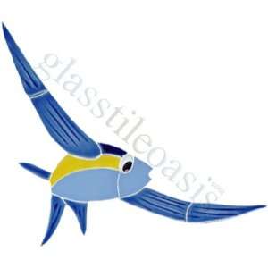 Small Blue Flying Fish Pool Accents Blue Pool Glossy Ceramic   16056