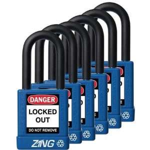  ZING 7065 Padlock,Lockout,RecycLock,KA,Blue,6 Pk