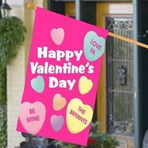  Personalized Valentines Day House Flag, Candy Hearts 