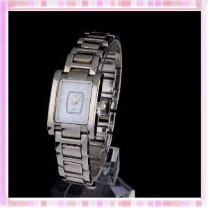 Fashion white square steel color Style dial steel chain strap Watch 
