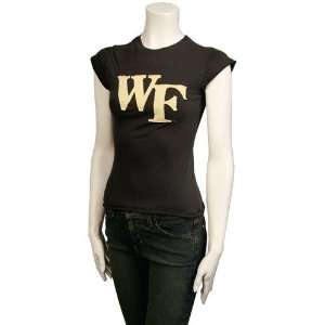 Wake Forest Demon Deacons Ladies Black Team Logo T shirt  