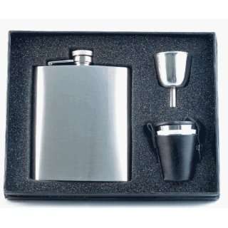  Visol 8oz Satin Finish Stainless Steel Flask, 4 shot cups 
