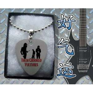  Them Crooked Vultures Metal Guitar Pick Necklace Boxed 