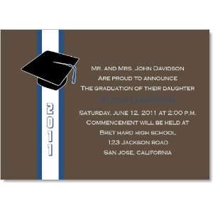  Cap Invitations Blue And Brown Graduation Invitations 