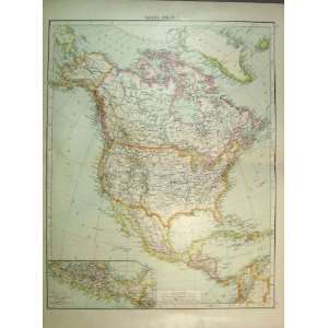  Map North America 1893 Universal Cuba Florida
