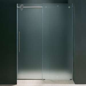   Frameless Right Side Shower Door with 3/8 Frosted Glass and White