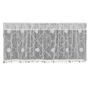   Beach Trellis 42 Inch Wide by 16 Inch Drop Valance with Trim, White