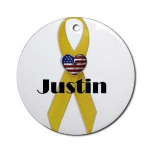  Military Backer Justin (Yellow Ribbon) Ornament (Round 