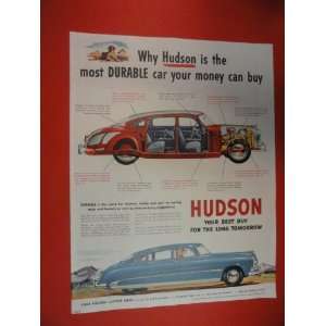Hudson car Print Ad. man/woman in blue hudson Orinigal 1951 Vintage 