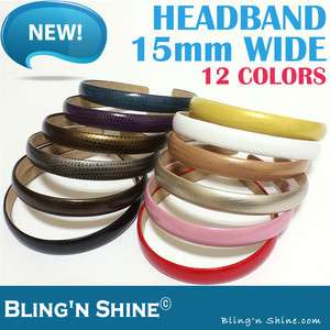 15mm Wide Headband Cute Girl Hair Band Leatherette 12 colors Fashion 