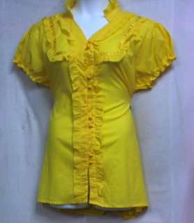 Women Clothing Cotton Blouse Shirt M L XL 1X 2X 3X White Yellow Pink 