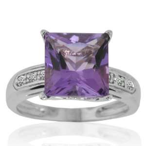   Amethyst and Diamond Ring (.06 cttw, I J Color, I1 Clarity), Size 6