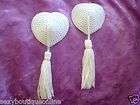 New Bridal Sweetheart White Sequin Pasties with tassels