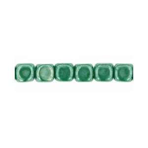 Czech Glass 4mm Cube Beads   50pc Luster Opaque Green