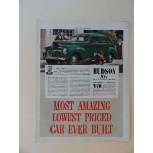  1940 Hudson six touring sedan,$763. Vintage 40s full page 