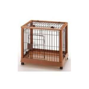 Mobile Pet Pen   Wood and Wire   Small (Wood Grain/Metal) (25.2L x 18 