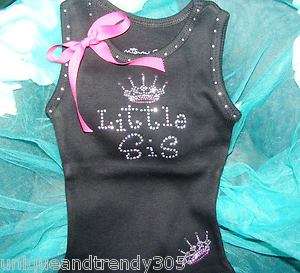 Personalized Little Sis Big Sister Princess rhinestone embroidered 
