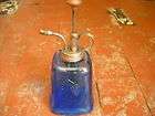 Vintage Blue Glass Perfume Bottle w/Copper Atomizer Top Unique