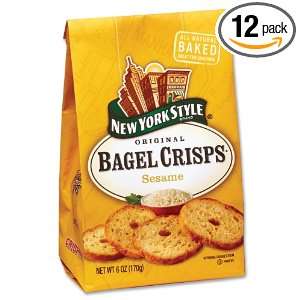 New York Style Sesame Bagel Crisps, 6 Ounce Bags (Pack of 12)  