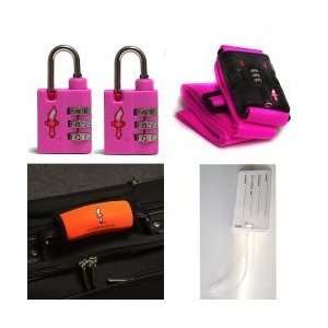 Pink Luggage Strap and Two Aero Bubble Gum Pink TSA Locks (Pink) (82W 