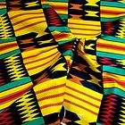 Gorgeous Geometric African Kente Cloth Cotton Gold Red Black & Green 