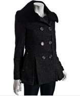 Miss Sixty grey tweed wool blend knit collar coat style# 307302701