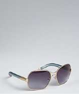 Chloe gold and peacock blue metal aviator sunglasses style# 317715202