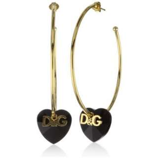 Womens Calamity J (Gold) Hoop Logo And Heart Pendant Earrings 