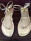 NINE WEST GOLD SANDALS WITH ANKLE TIES   SIZE 8