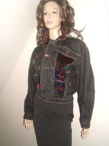 LOUIS FERAUD Womens Designer Black Jean Jacket 10 42  