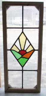 Pair of Antique Stained Glass Windows Scenic Sunrise  