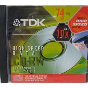  TDK High Speed Data CDRW 74 Minute 650MB Compact Disk 