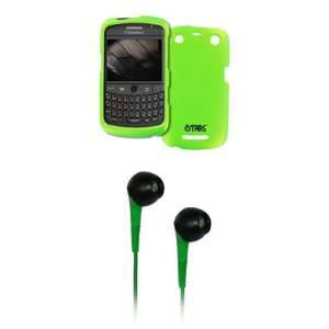   Cover Case + Green 3.5mm Stereo Headphones for BlackBerry Curve 9350