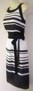 ANN TAYLOR Black White Stripe Cotton Wear to Work Casual Versatile 